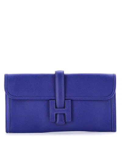 Pre-owned Pre-owned Hermes  Hermes 29 Jige Elan Clutch Epsom In Blue