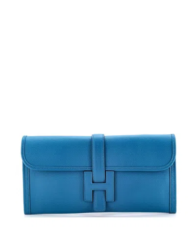 Pre-owned Pre-owned Hermes  Hermes 29 Jige Elan Clutch Epsom In Blue