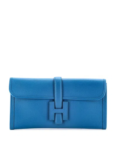 Pre-owned Pre-owned Hermes  Hermes 29 Jige Elan Clutch Epsom In Blue