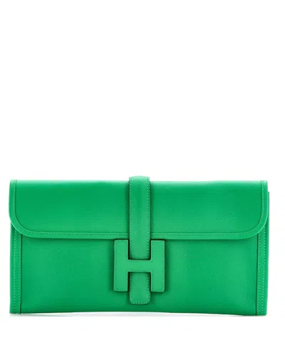 Pre-owned Pre-owned Hermes  Hermes 29 Jige Elan Clutch Epsom In Green