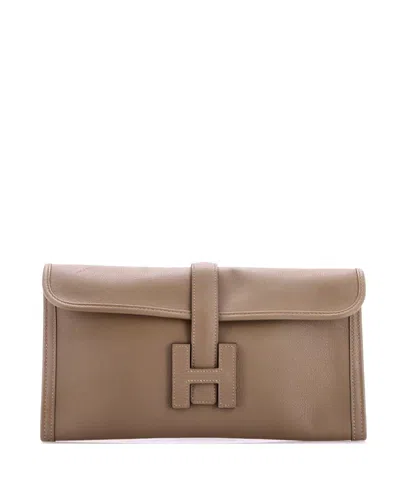Pre-owned Pre-owned Hermes  Hermes 29 Jige Elan Clutch Evercolor In Brown