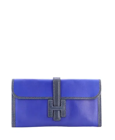 Pre-owned Pre-owned Hermes  Hermes 29 Jige Elan Clutch Swift With Lizard In Blue