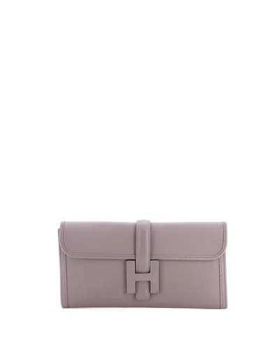 Pre-owned Pre-owned Hermes  Hermes 29 Jige Elan Leather Clutch In Gray