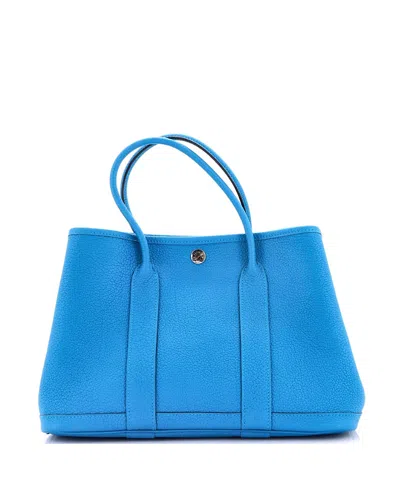 Pre-owned Pre-owned Hermes  Hermes 30 Garden Party Tote Leather In Blue