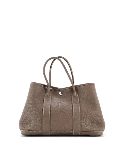 Pre-owned Pre-owned Hermes  Hermes 30 Garden Party Tote Leather In Gray