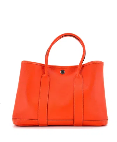 Pre-owned Pre-owned Hermes  Hermes 30 Garden Party Tote Leather In Orange