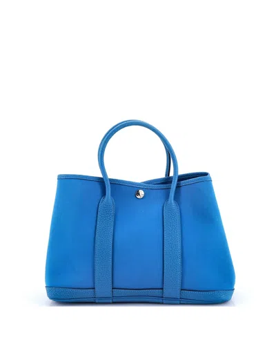 Pre-owned Pre-owned Hermes  Hermes 30 Garden Party Tote Toile And Leather In Blue