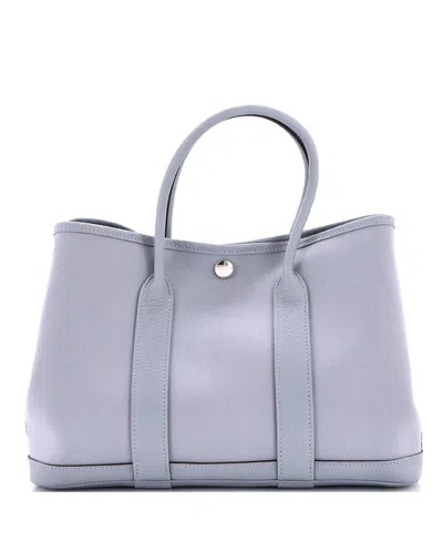 Pre-owned Pre-owned Hermes  Hermes 30 Garden Party Tote Toile And Leather In Gray