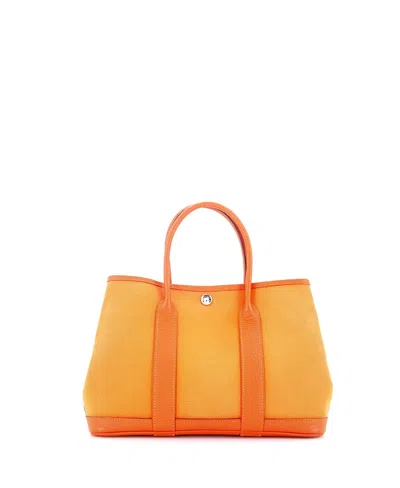 Pre-owned Pre-owned Hermes  Hermes 30 Garden Party Tote Toile And Leather In Orange