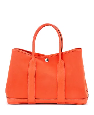 Pre-owned Pre-owned Hermes  Hermes 30 Garden Party Tote Toile And Leather In Orange