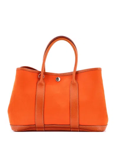 Pre-owned Pre-owned Hermes  Hermes 30 Garden Party Tote Toile And Leather In Orange