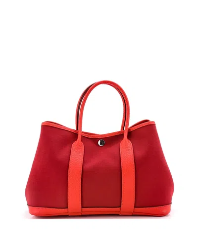 Pre-owned Pre-owned Hermes  Hermes 30 Garden Party Tote Toile And Leather In Red