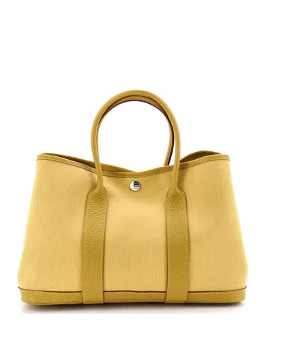 Pre-owned Pre-owned Hermes  Hermes 30 Garden Party Tote Toile And Leather In Yellow