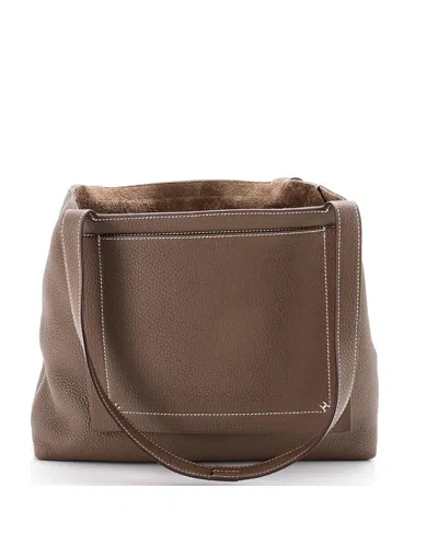 Pre-owned Pre-owned Hermes  Hermes 31 Cabasellier Tote Clemence In Gray