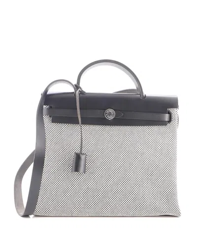 Pre-owned Pre-owned Hermes  Hermes 31 Herbag Zip Criss Viking Toile And Leather In Black