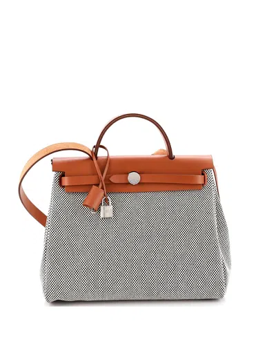 Pre-owned Pre-owned Hermes  Hermes 31 Herbag Zip Criss Viking Toile And Leather In Brown