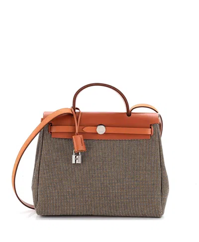 Pre-owned Pre-owned Hermes  Hermes 31 Herbag Zip Criss Viking Toile And Leather In Brown