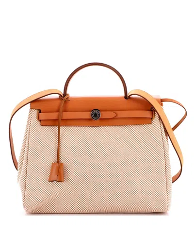 Pre-owned Pre-owned Hermes  Hermes 31 Herbag Zip Criss Viking Toile And Leather In Brown
