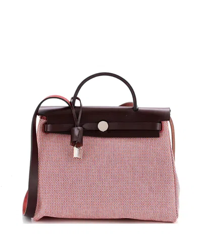 Pre-owned Pre-owned Hermes  Hermes 31 Herbag Zip Criss Viking Toile And Leather In Red