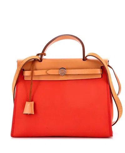 Pre-owned Pre-owned Hermes  Hermes 31 Herbag Zip Leather And Toile