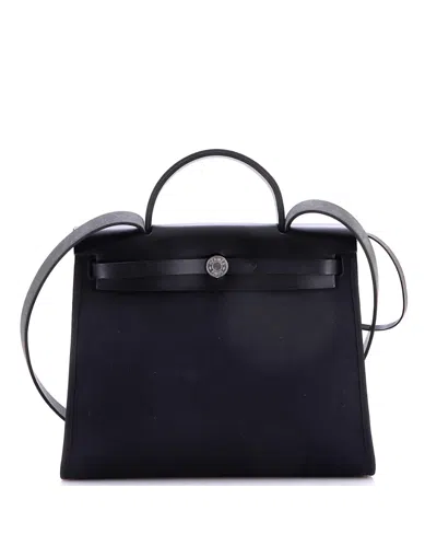 Pre-owned Pre-owned Hermes  Hermes 31 Herbag Zip Leather And Toile In Black