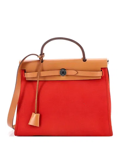Pre-owned Pre-owned Hermes  Hermes 31 Herbag Zip Leather And Toile In Brown
