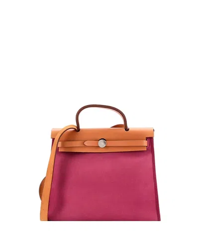 Pre-owned Pre-owned Hermes  Hermes 31 Herbag Zip Leather And Toile In Pink