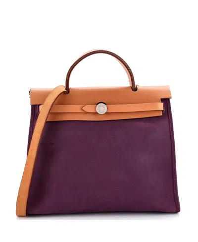 Pre-owned Pre-owned Hermes  Hermes 31 Herbag Zip Leather And Toile In Purple