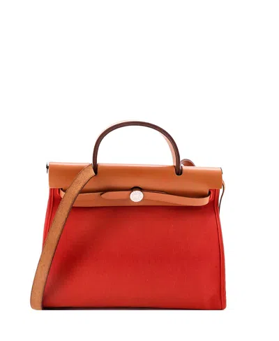Pre-owned Pre-owned Hermes  Hermes 31 Herbag Zip Leather And Toile In Red