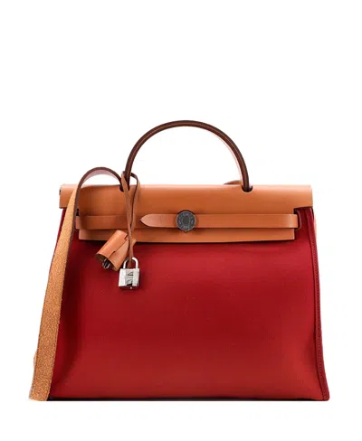 Pre-owned Pre-owned Hermes  Hermes 31 Herbag Zip Leather And Toile In Red