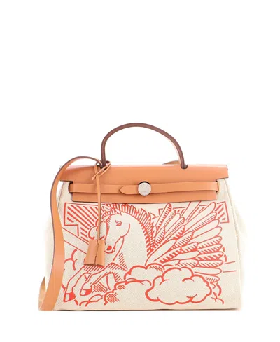 Pre-owned Pre-owned Hermes  Hermes 31 Herbag Zip Pegase Pop Toile And Leather In Brown