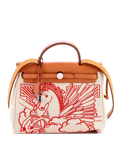 Pre-owned Pre-owned Hermes  Hermes 31 Herbag Zip Pegase Pop Toile And Leather In Brown/ Natural