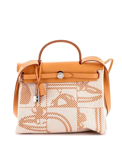 Pre-owned Pre-owned Hermes  Hermes 31 Herbag Zip Relief Brides De Gala Toile And Leather In Brown