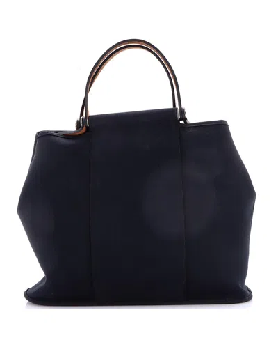 Pre-owned Pre-owned Hermes  Hermes 32 Cabag Handbag Toile And Leather In Black