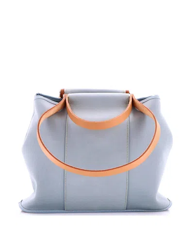 Pre-owned Pre-owned Hermes  Hermes 32 Cabag Handbag Toile And Leather In Blue