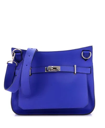 Pre-owned Pre-owned Hermes  Hermes 34 Jypsiere Bag Clemence In Blue