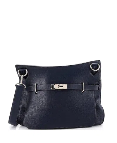 Pre-owned Pre-owned Hermes  Hermes 34 Jypsiere Bag Clemence In Blue