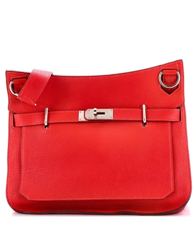 Pre-owned Pre-owned Hermes  Hermes 34 Jypsiere Bag Clemence In Red