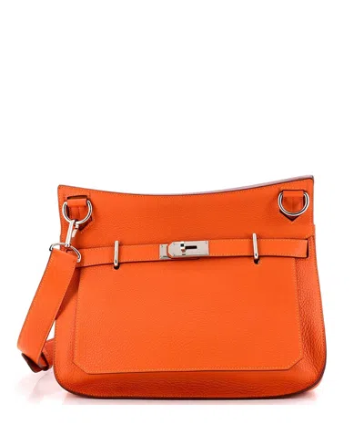 Pre-owned Pre-owned Hermes  Hermes 34 Verso Jypsiere Bag Clemence In Orange