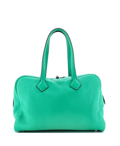 Pre-owned Pre-owned Hermes  Hermes 35 Victoria Ii Bag Clemence In Green
