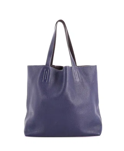 Pre-owned Pre-owned Hermes  Hermes 36 Double Sens Tote Clemence In Navy Blue