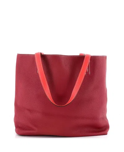 Pre-owned Pre-owned Hermes  Hermes 36 Double Sens Tote Clemence In Pink