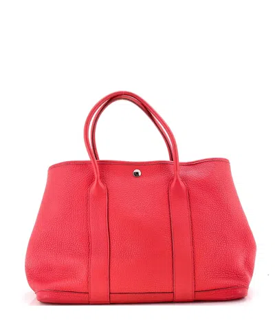 Pre-owned Pre-owned Hermes  Hermes 36 Garden Party Textured Leather Tote In Pink