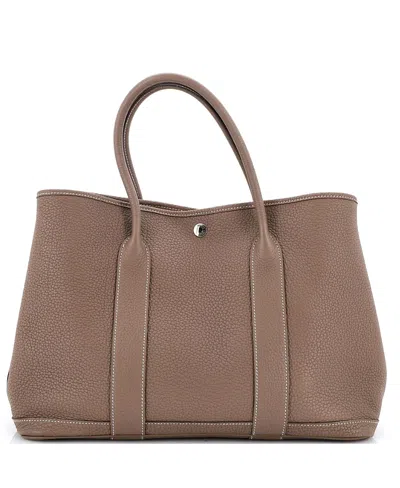 Pre-owned Pre-owned Hermes  Hermes 36 Garden Party Tote Leather In Gray
