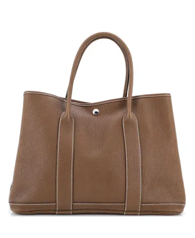 Pre-owned Pre-owned Hermes  Hermes 36 Garden Party Tote Leather In Gray