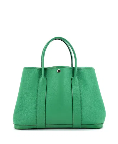 Pre-owned Pre-owned Hermes  Hermes 36 Garden Party Tote Leather With Printed Interior In Green