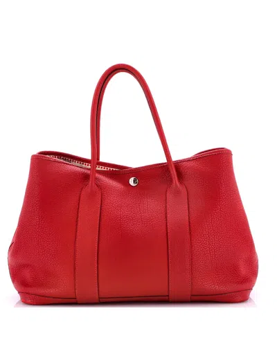 Pre-owned Pre-owned Hermes  Hermes 36 Garden Party Tote Leather With Printed Interior In Red