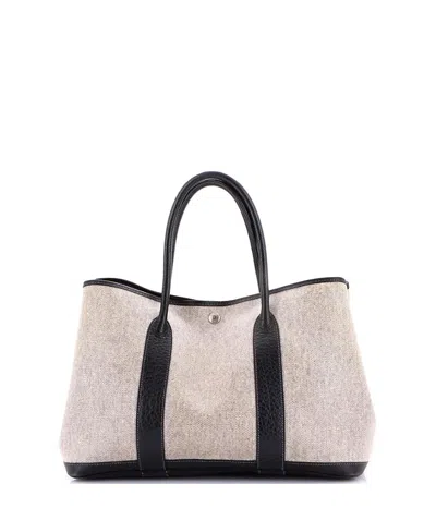 Pre-owned Pre-owned Hermes  Hermes 36 Garden Party Tote Toile And Leather In Black