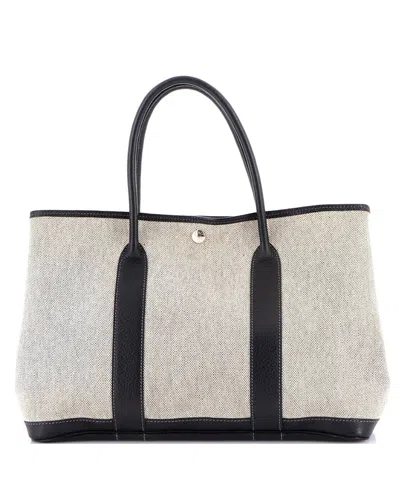 Pre-owned Pre-owned Hermes  Hermes 36 Garden Party Tote Toile And Leather In Black