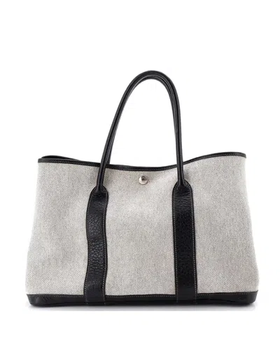 Pre-owned Pre-owned Hermes  Hermes 36 Garden Party Tote Toile And Leather In Black